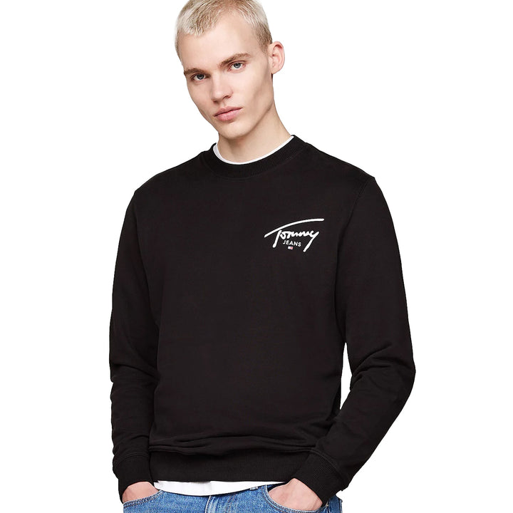 Tommy Jeans Signature Logo Graphic Sweatshirt Black-SPIRALSEVEN DESIGNER MENSWEAR UK