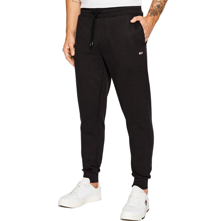 Tommy Jeans Slim Fleece Joggers Black-SPIRALSEVEN DESIGNER MENSWEAR UK