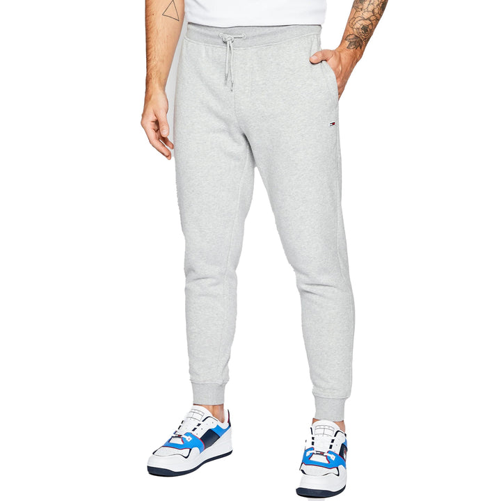 Tommy Jeans Slim Fleece Joggers Light Grey Heather-SPIRALSEVEN DESIGNER MENSWEAR UK