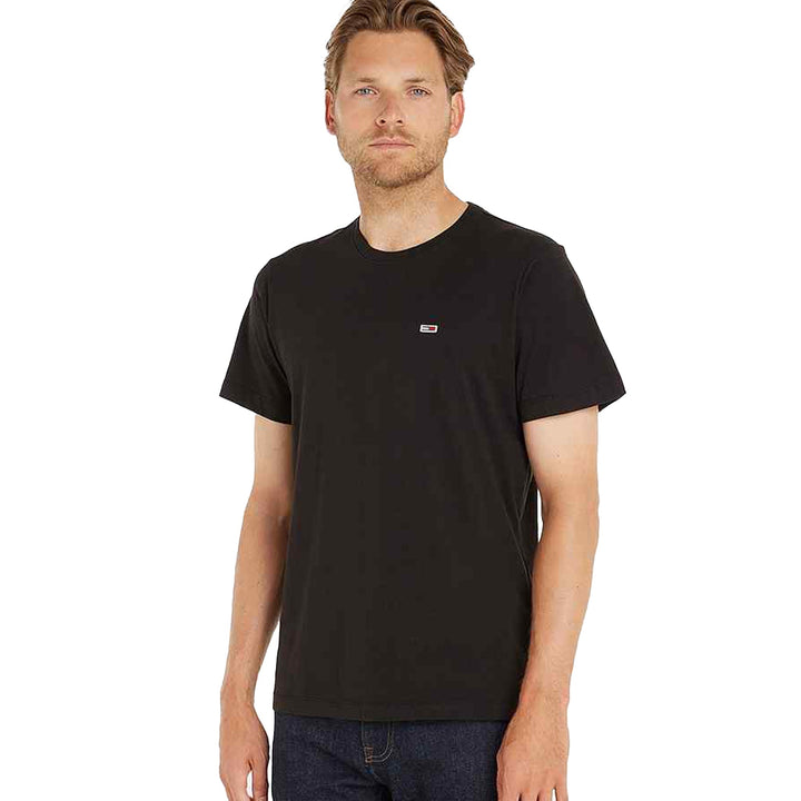 Tommy Jeans Slim Jersey Crew T-Shirt Black-SPIRALSEVEN DESIGNER MENSWEAR UK