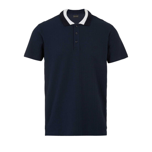 Emporio Armani Lounge Waffle Polo Shirt Armani Blue