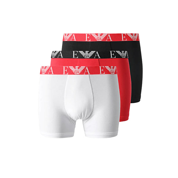 Emporio Armani Stretch Cotton Logo 3 Pack Boxers White/Red/Black